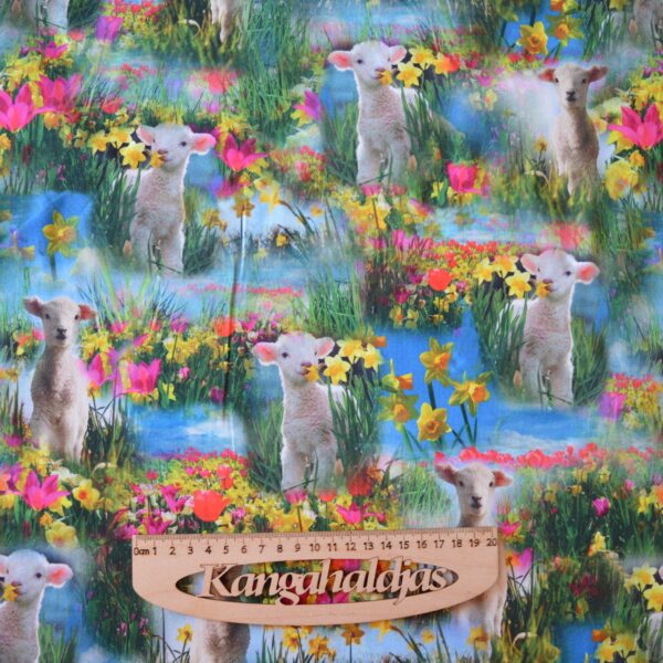 Digiprint trikotaaž - lambatalled ja lilled