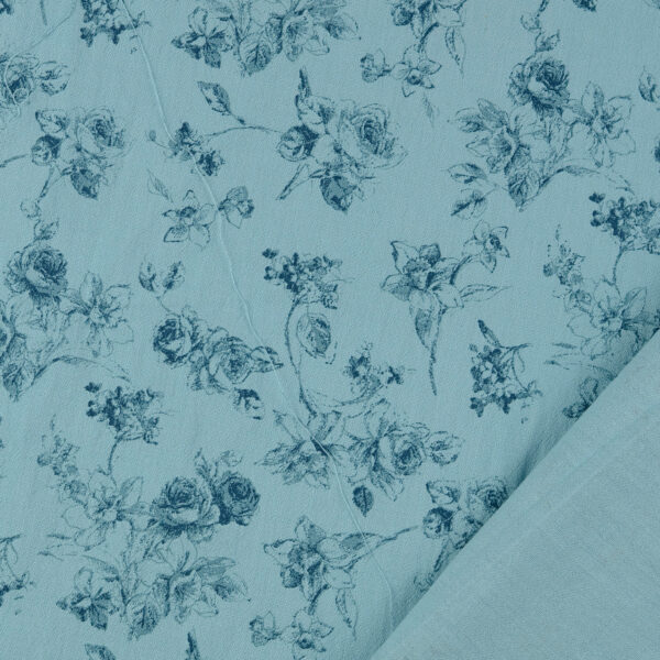 Retro-puuvillane kangas, vintage cotton - roosid, helesinine (ice-blue)