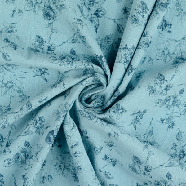 Retro-puuvillane kangas, vintage cotton - roosid, helesinine (ice-blue)