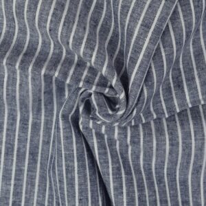 Linane kangas puuvillaga - kitsad triibud, roostepunane