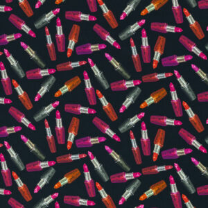 Digiprint trikotaaž - huulepulgad mustal