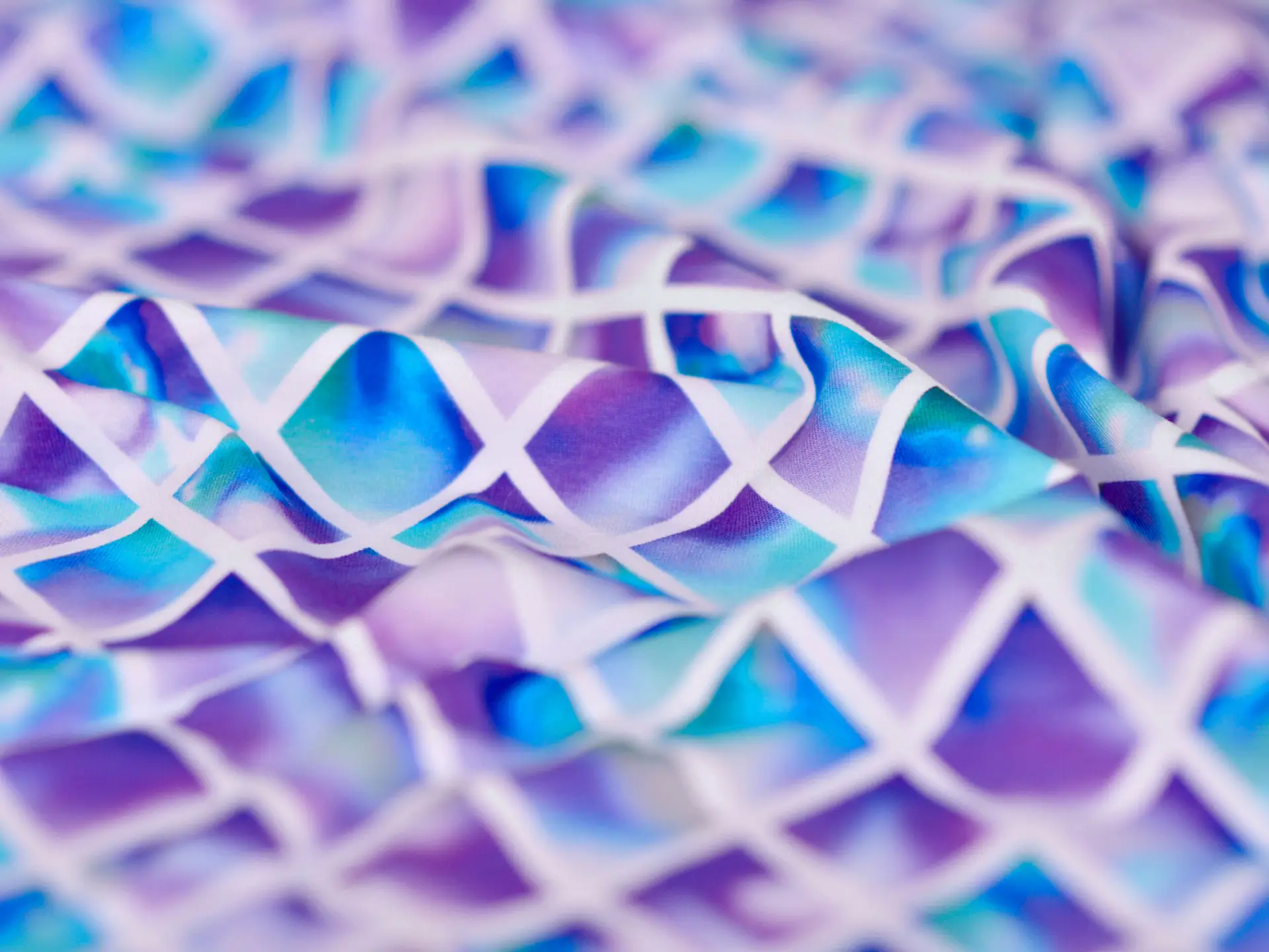 Digiprint trikotaaž - Crystal Magic by Lycklig Design, rombid, sinine - Pilt 3
