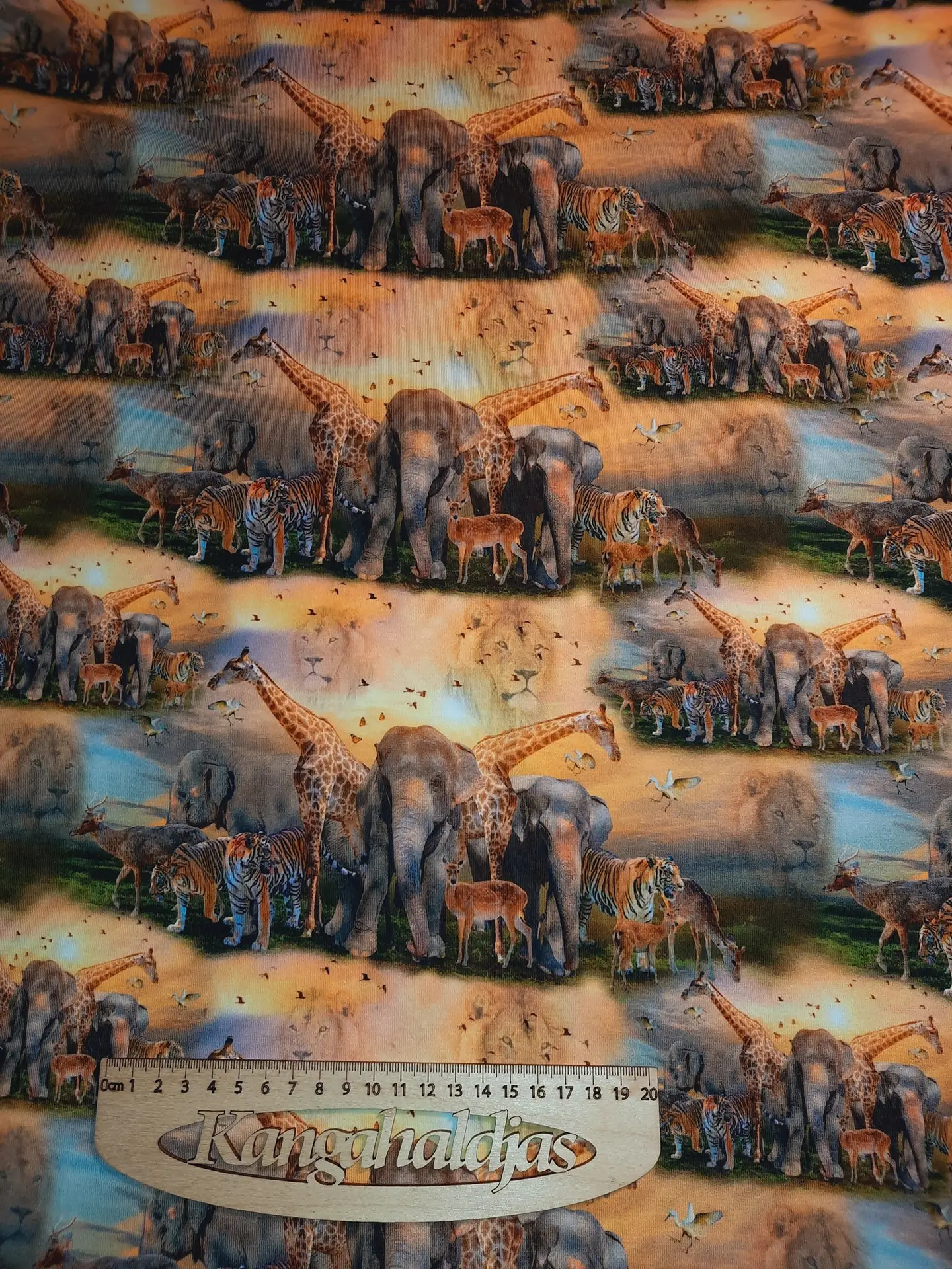Digiprint trikotaaž - safari, savanniloomad