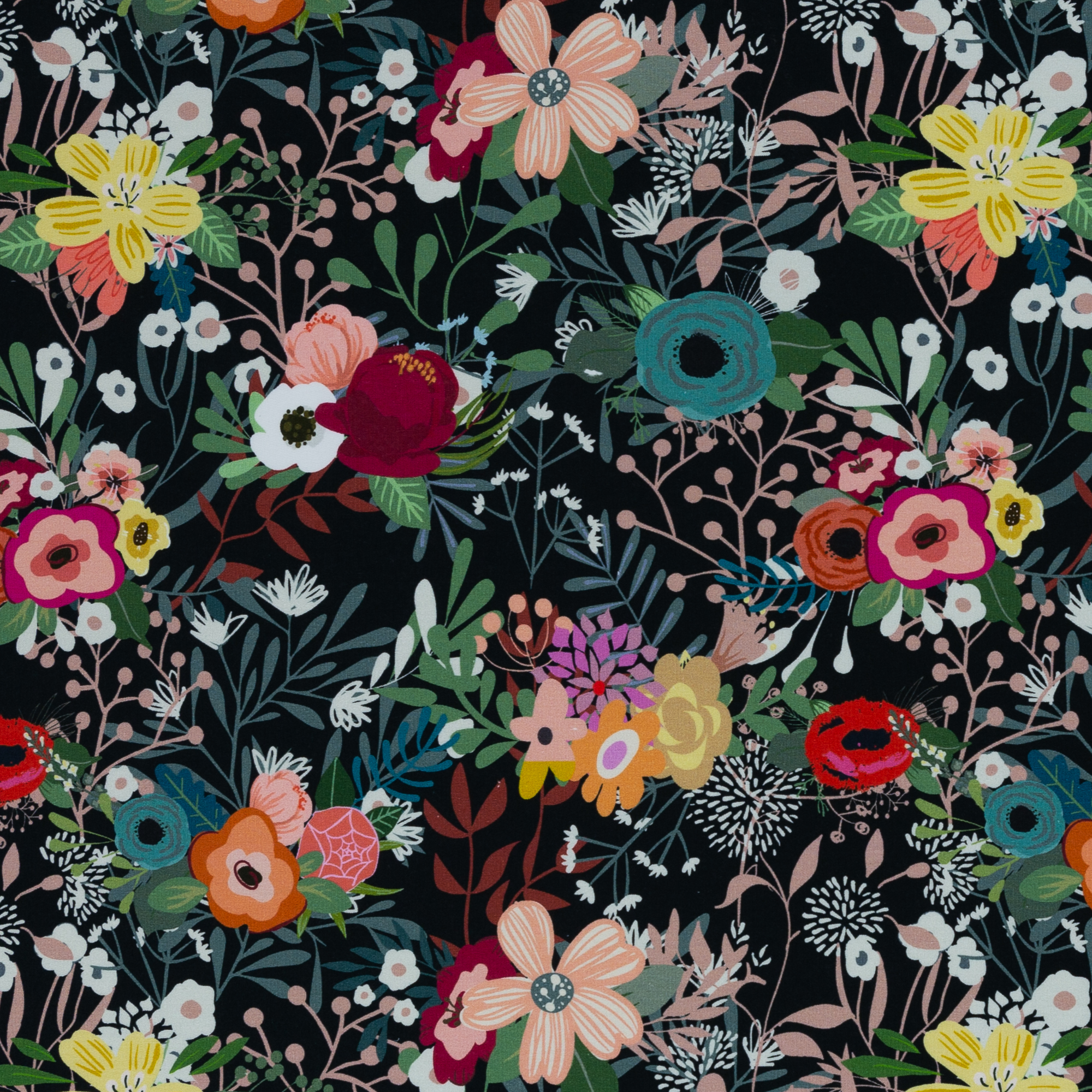 Modaal dressiriie - värvilised lilled, must