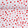 Digiprint trikotaaž - punased täpid valgel