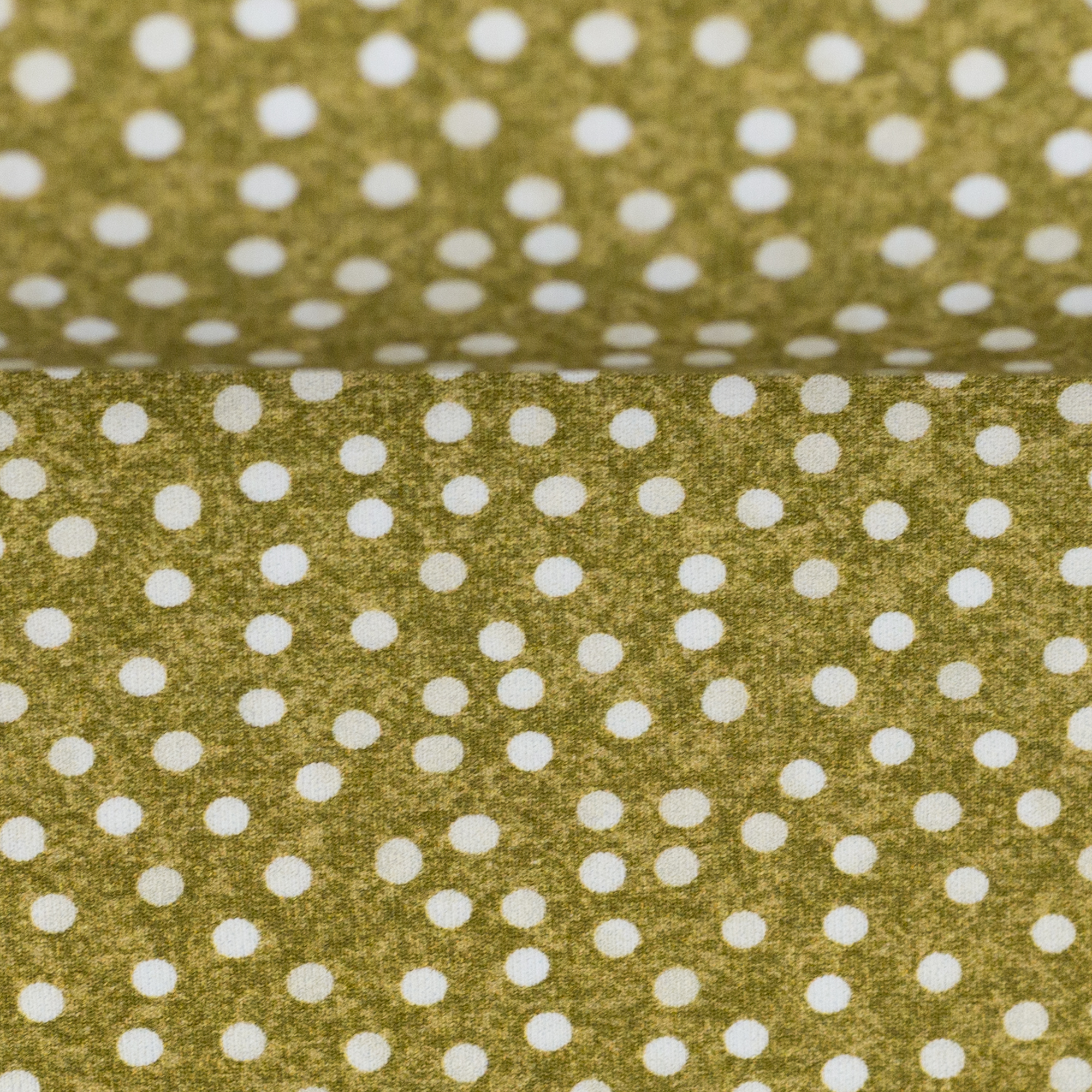 Digiprint trikotaaž - valge täpid rohelisel