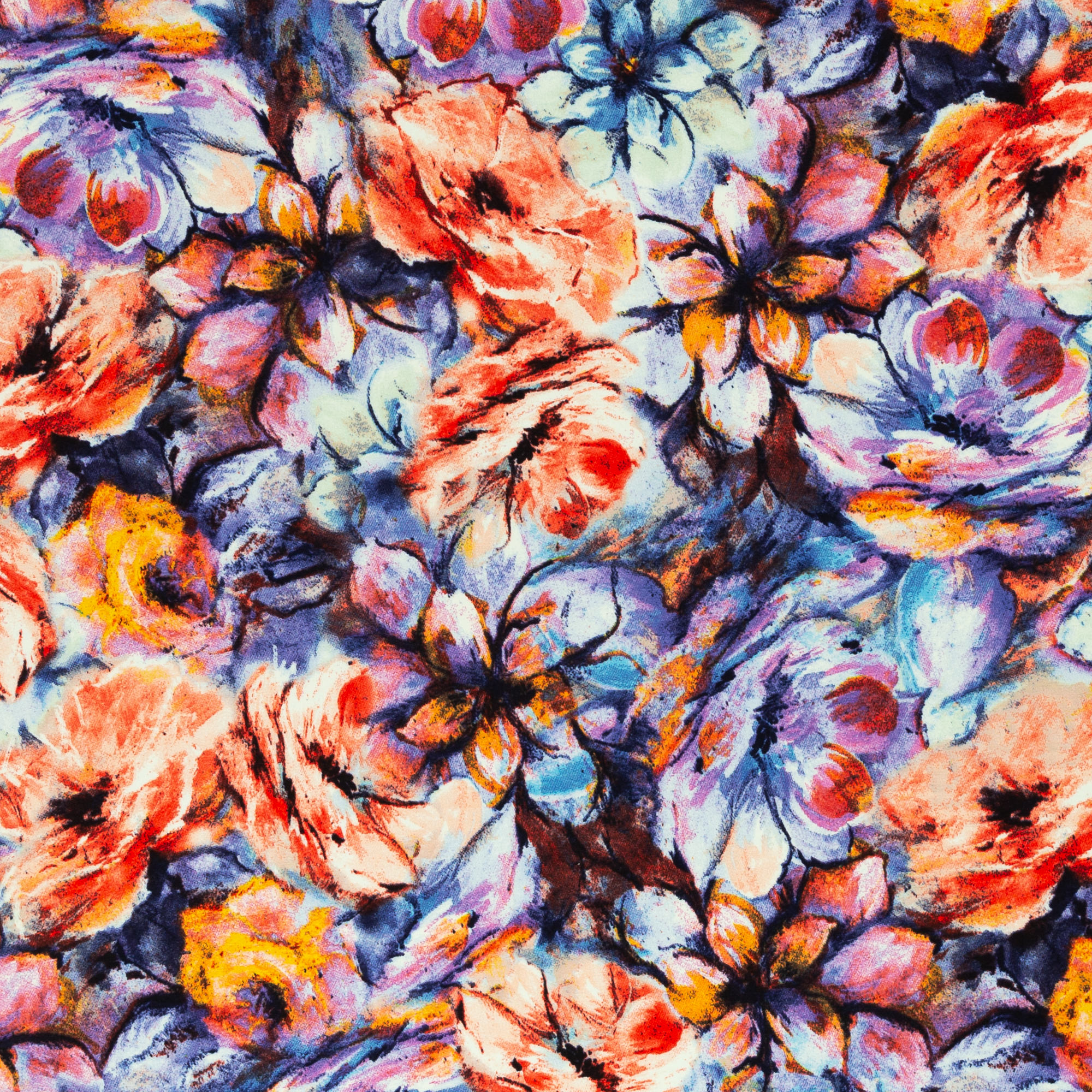 Viskoostrikotaaž - akvarell lilled, värviline
