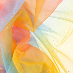 Pehme tüll - värviline, oranž-türkiissinine-roheline, sädelusega