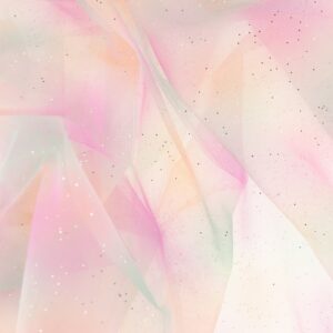 Pehme tüll - värviline, helelilla-oranž-helesinine, sädelusega