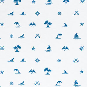 iskoostrikotaaž, slub jersey - mereteema, türkiis-valge