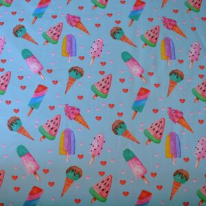 Digiprint trikotaaž - värvilised jäätised sinakal