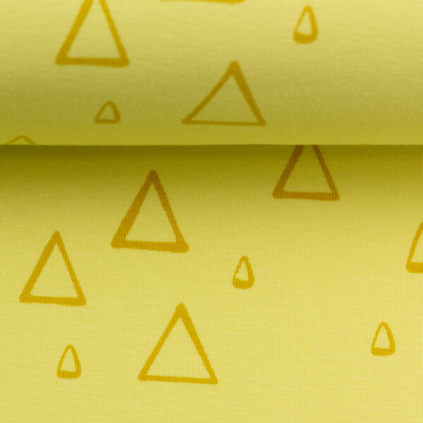 Digiprint trikotaaž - kolmnurgad kollasel