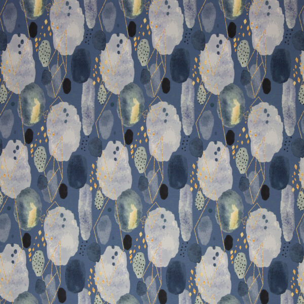 Digiprint trikotaaž - abstraktsed kujundid, teksasinine