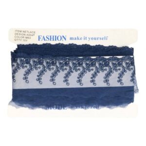 Tüll-pits, tikitud lilled - tumesinine