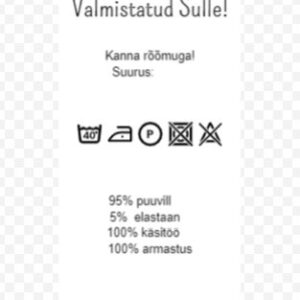 Hooldusjuhend trikotaažile ja dressikangale, "100% armastus" , 10tk