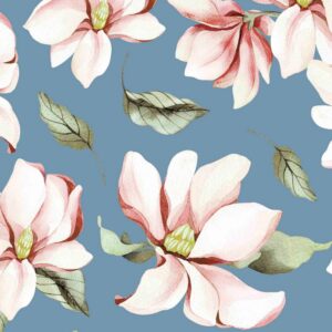 Kaunite roosakate õite mustriga digiprint trikotaaž