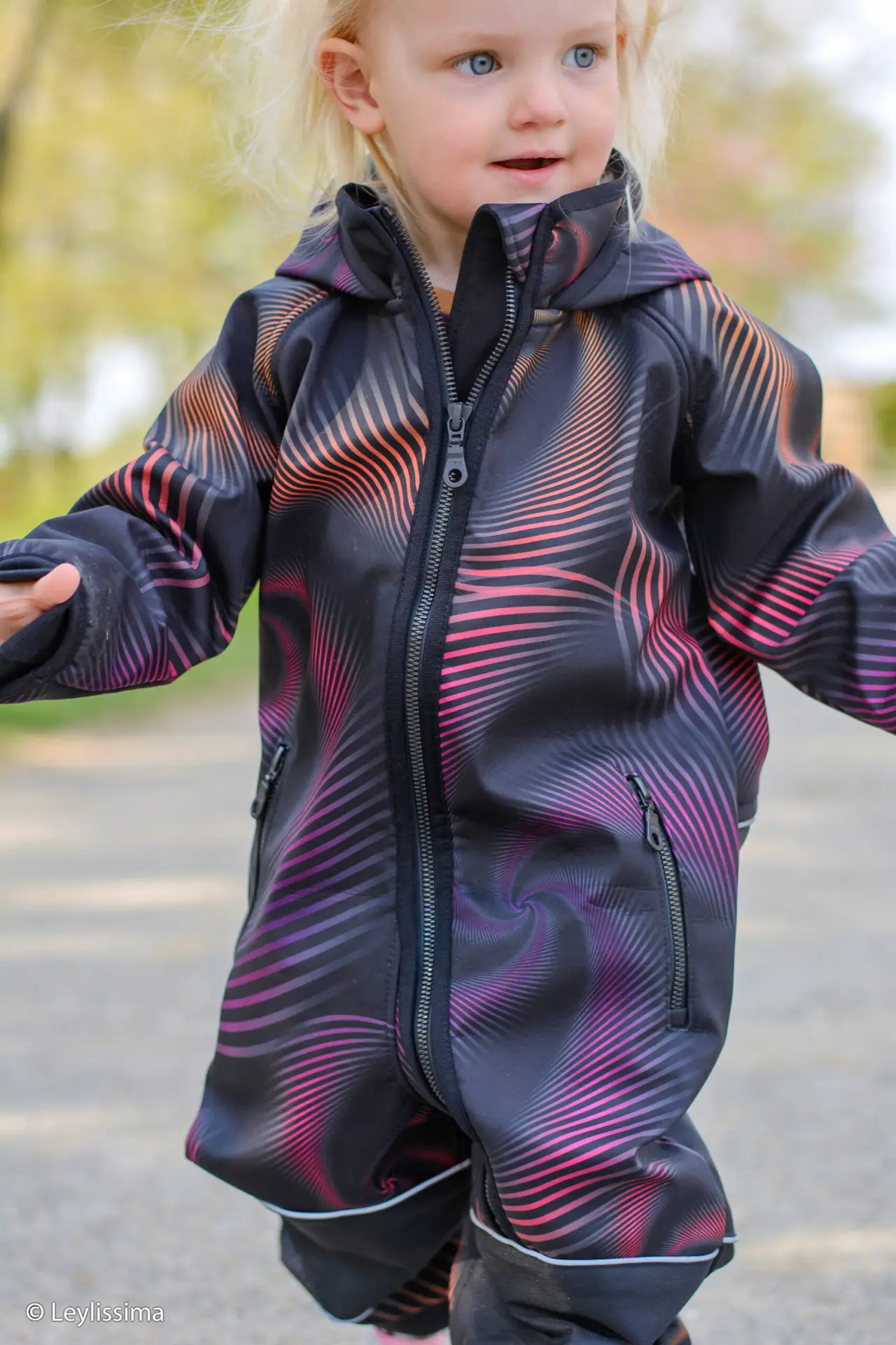 Softshell - Twirl Lines, lilla-kollane