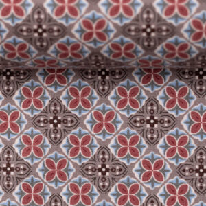 Mustriga puuvillane popliin - väikesed lilled ja ruudud, pruun