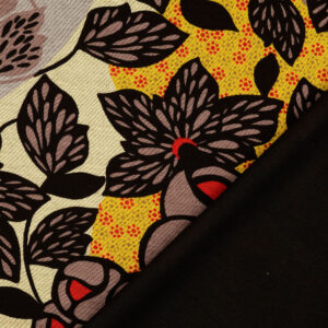 Kudum, digiprindiga - lillemuster kollasega