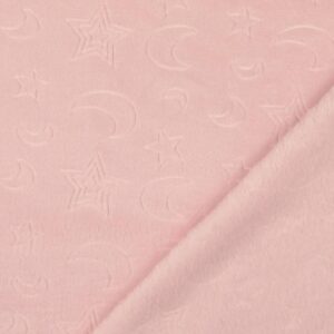 Flanell fliis - reljeefse mustriga, tähed, polüester, roosa