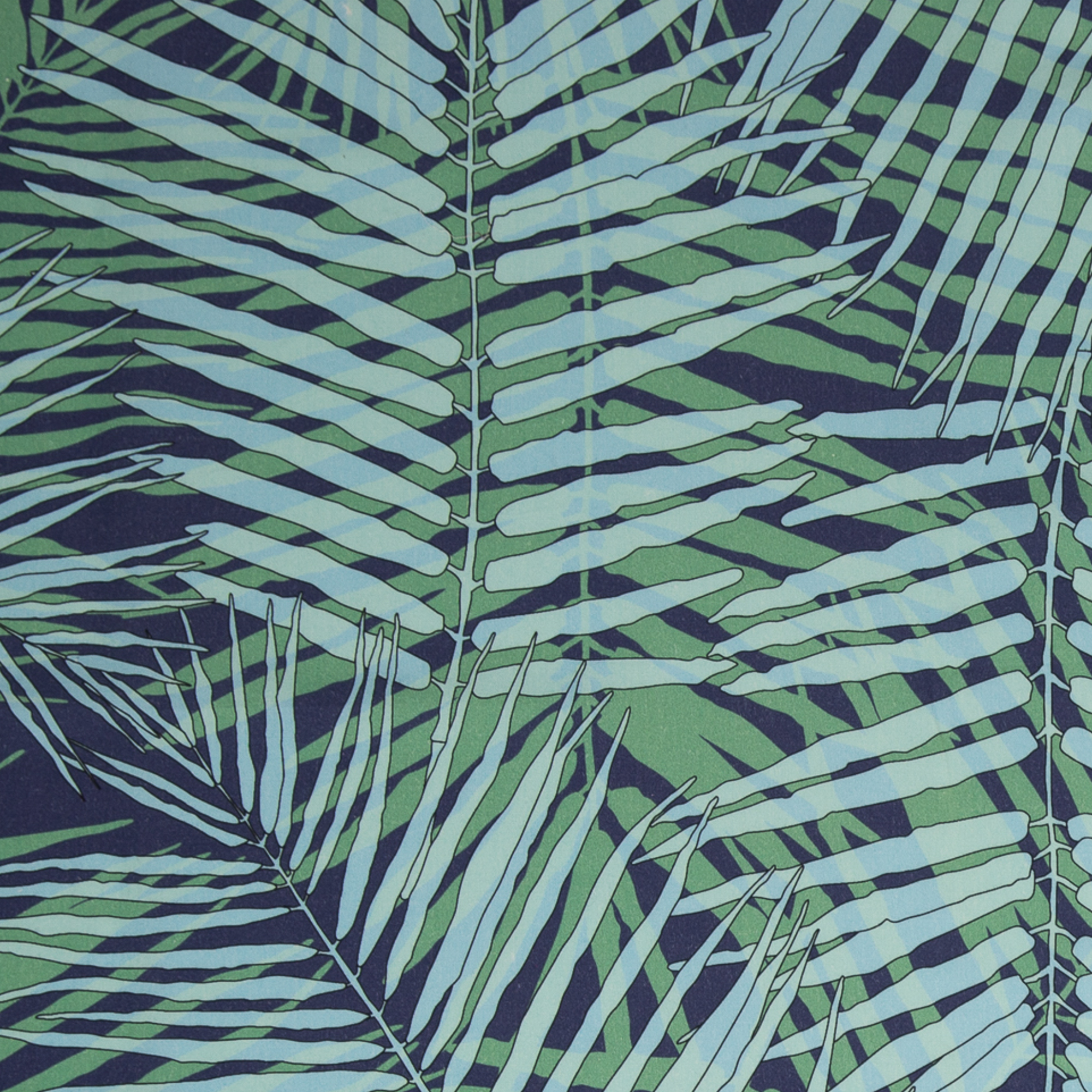 Puuvillane kangas - Palm Rush by Thorten Berger, sinine-roheline