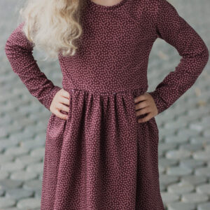 Täpiline trikotaaž - vanaroosa-bordoopunane