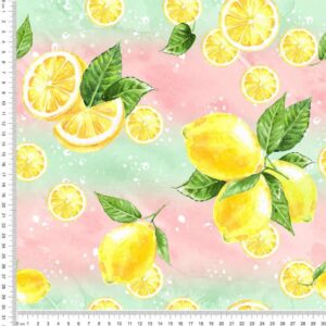 Digiprint trikotaaž - sidrunid mündirohelisel