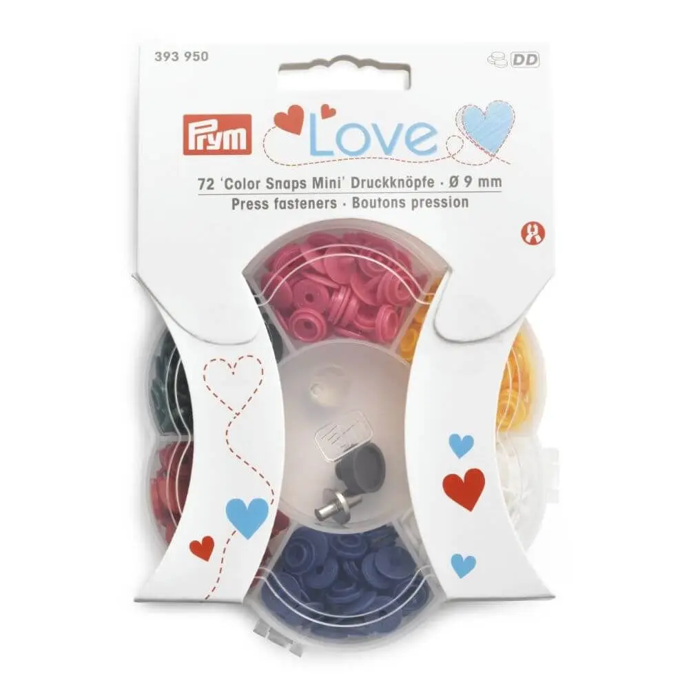 Prym Love plastikust presskinnitused, 9mm, 72tk, 6 värvi