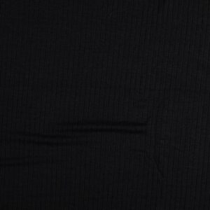 Ribiline viskoostrikotaaž - must Laia triibuga ribiline viskoostrikotaaž elastaaniga on on veniv, hea langevusega ja mugav materjal.