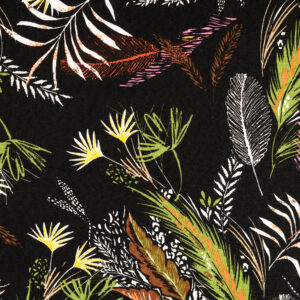 Viskoos ja lina segakangas - värvilised lehed mustal