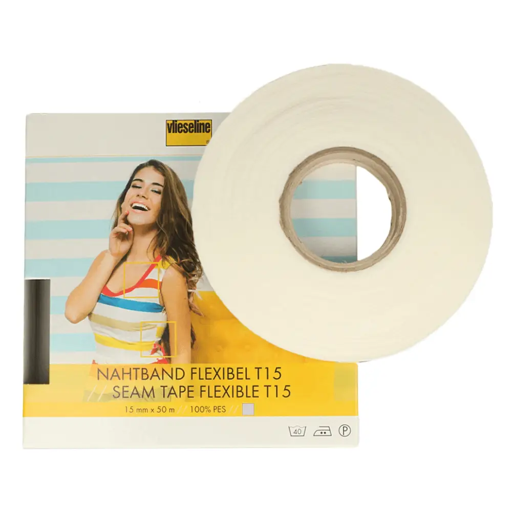 Vlieseline Seam Tape Flexible, õmblusteip venivatele kangastele, 15mm x 50m, valge - Pilt 2