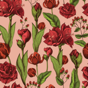 Digiprint trikotaaz. Kaunid punased ratsuritähed roosakal tausta