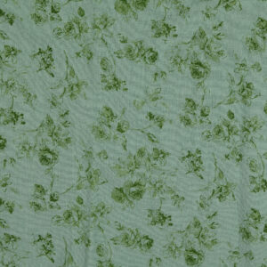 Retro-puuvillane kangas, vintage cotton - roosid, roheline.