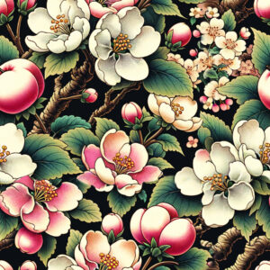 Kaunid kevadised, õites õunapuu oksad mustal tausta