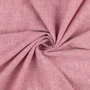 Linane kangas puuvillaga, poollinane - triibuline, kitsad triibud, bordoopunane.