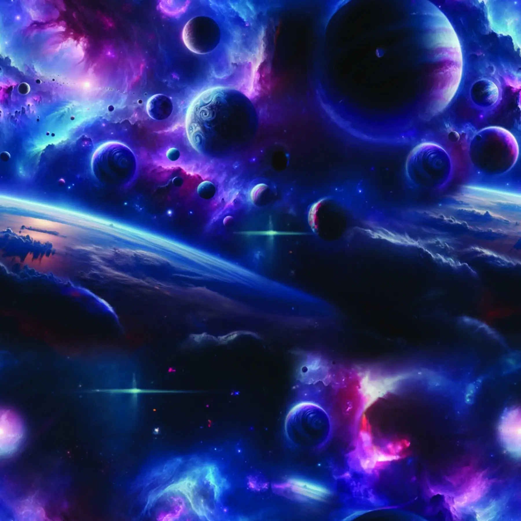 Digiprint trikotaaž - kosmos, planeedid