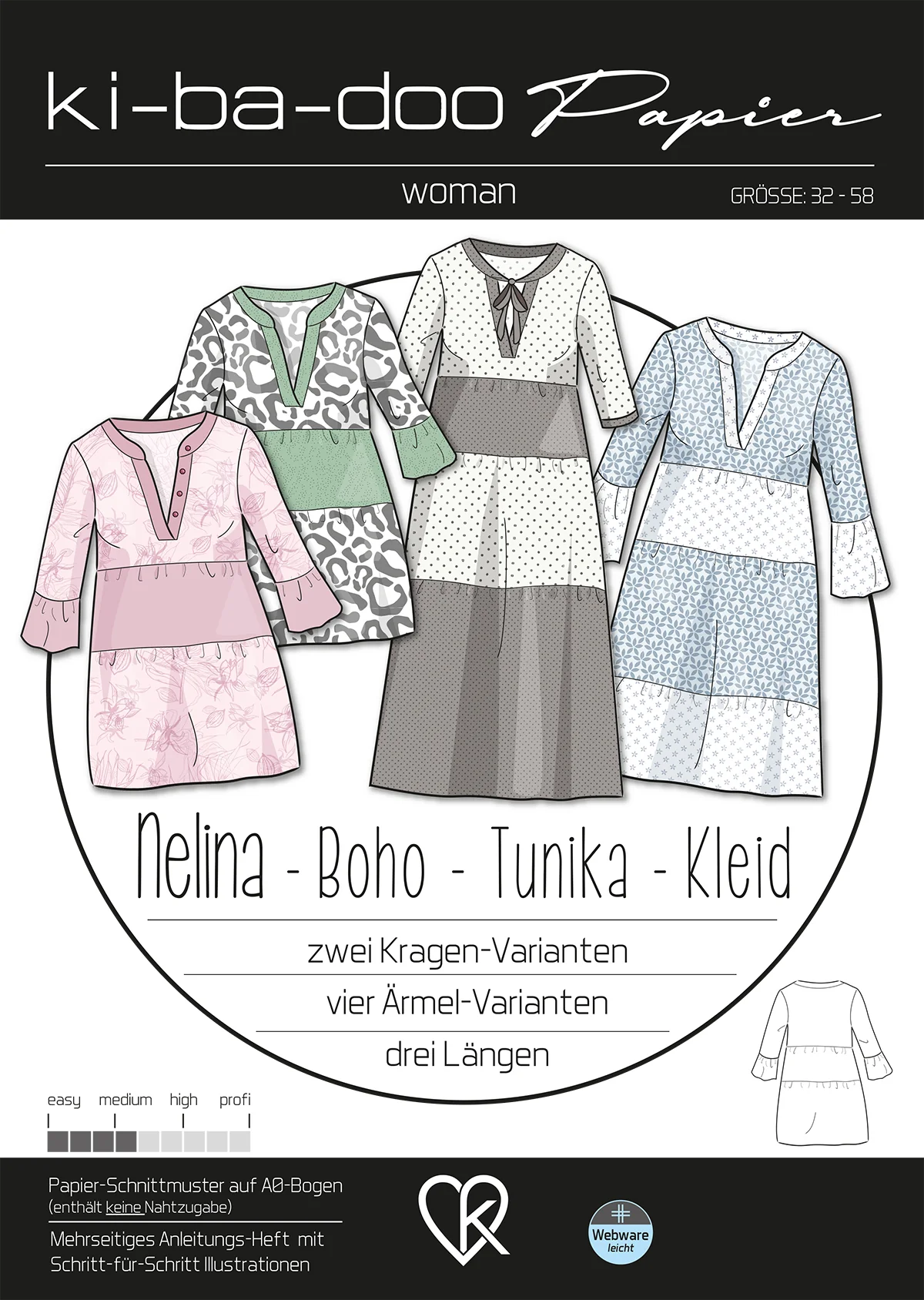 Paberlõige - boho stiilis kleit, tuunika Nelina, Ki-ba-doo