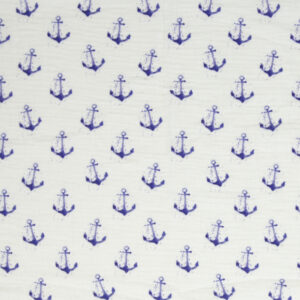 Puuvillakrepp, musliin - ankrud valgel