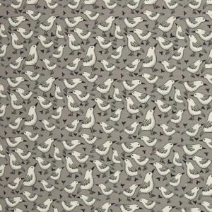 Puuvillane kanvas - kajakad hallil, sari Garden Stories