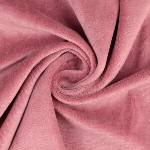 Veluur - vanaroosa Veluurtrikotaaž  - ilus ja pehme lühikese sametise parema poolega, neljas suunas veniv, pahem pool sile.