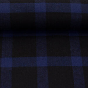 Puuvillane flanellkangas - must ja tumesinine, ruut ca 6x6cm
