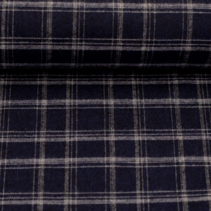 Puuvillane flanellkangas - mustjassinine, ruut ca 2,5x2,5cm
