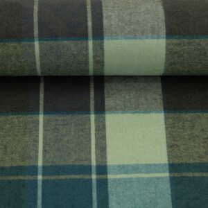 Puuvillane flanellkangas - petrooliroheline, ruut ca 6x6cm