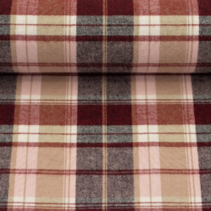 Puuvillane flanellkangas - punane-beež, ruut ca 4x4cm