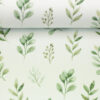 Ribiline trikotaaž - rohelised lehed valgel
